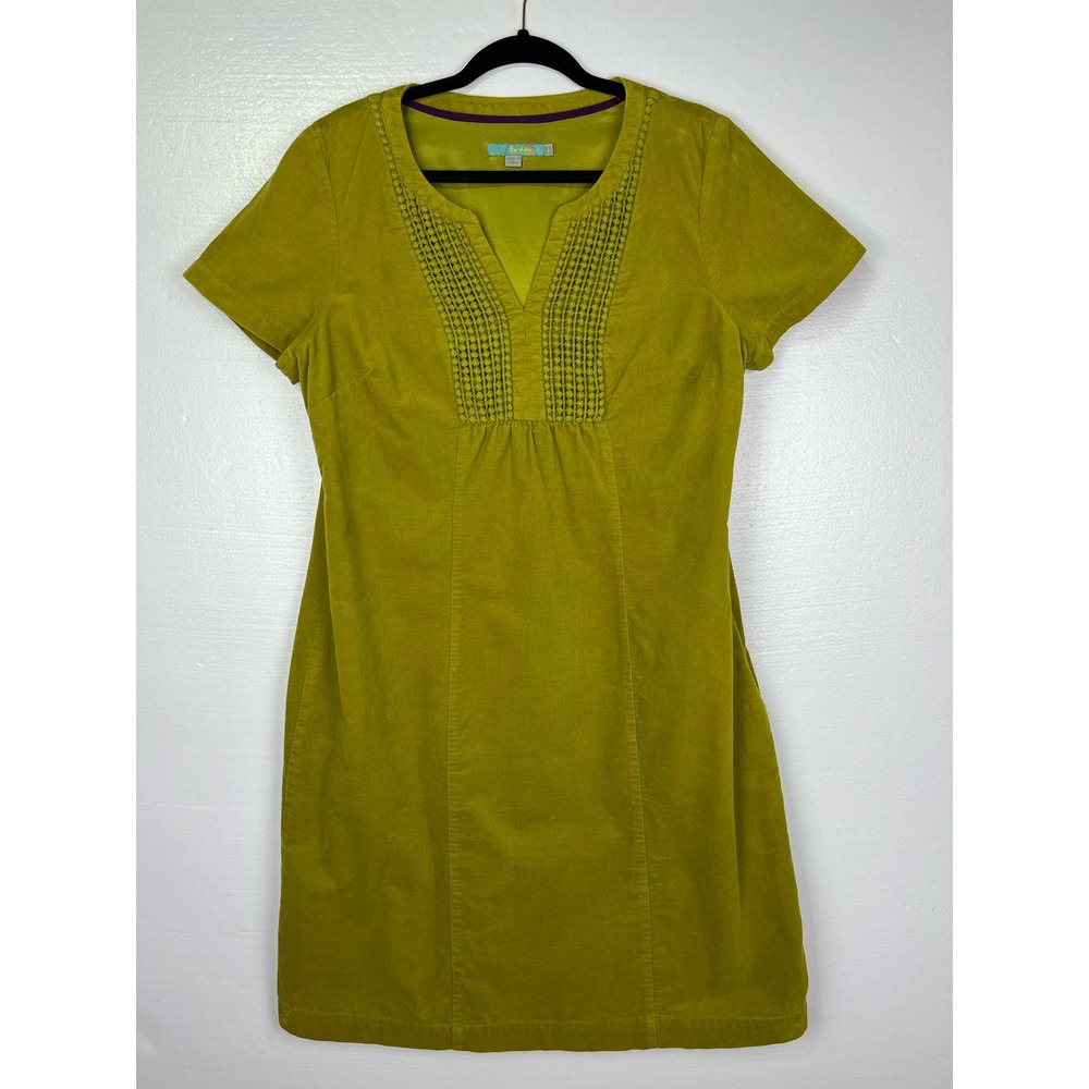 Boden Chartreuse Velvet Midi Dress Size 14L